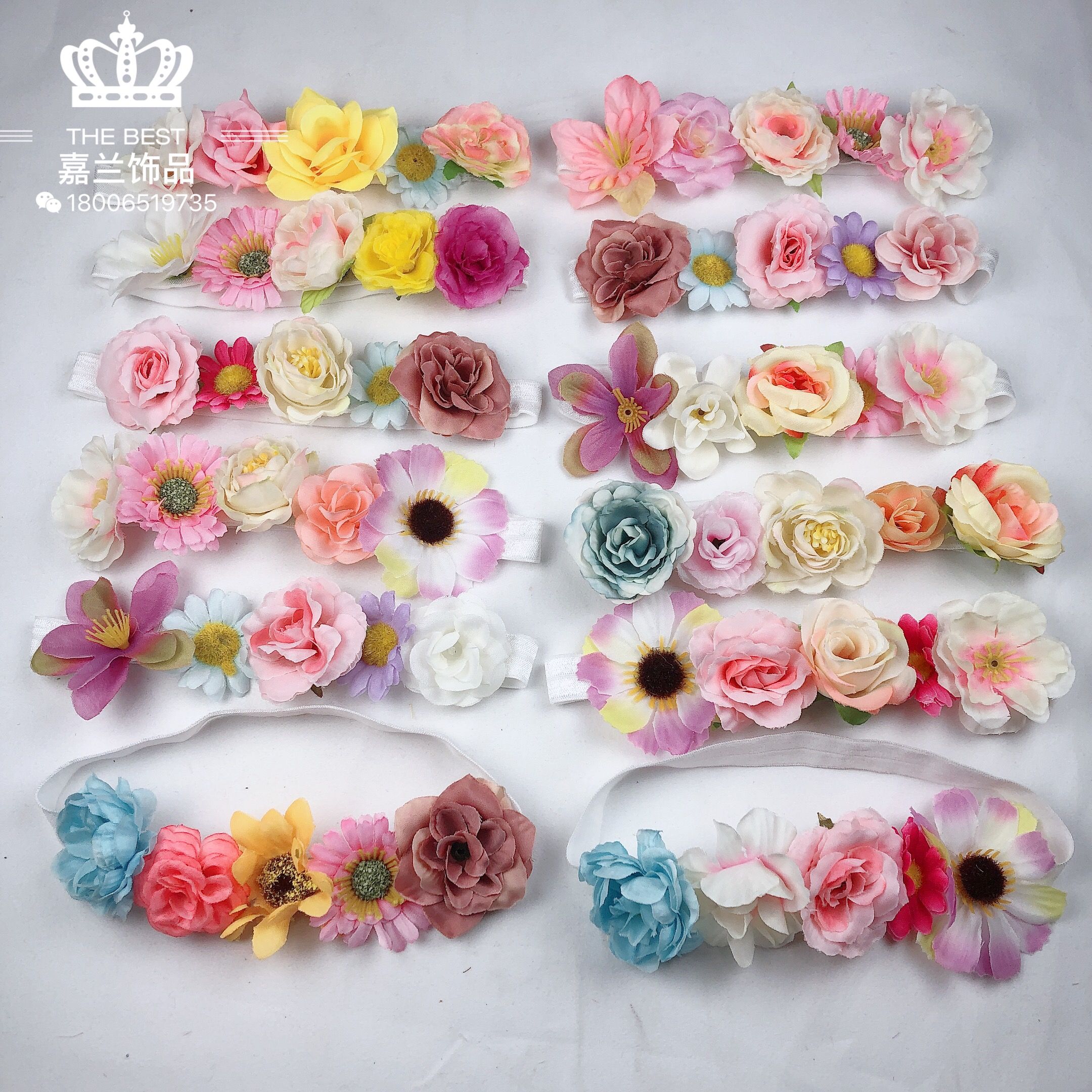 Wholesale and best-selling colorful artificial flower elastic hair bands, cute style for girls and babies, super fairy-like elastic hair bands, direct supply from Yiwu factory