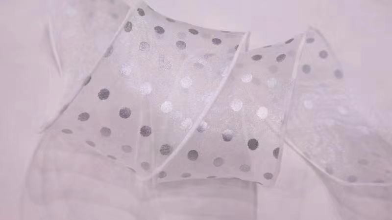 Direct sales from the manufacturer of matte and gold-dot gauze fabric lace ribbons from South Korea for export, 50Y detail image 3