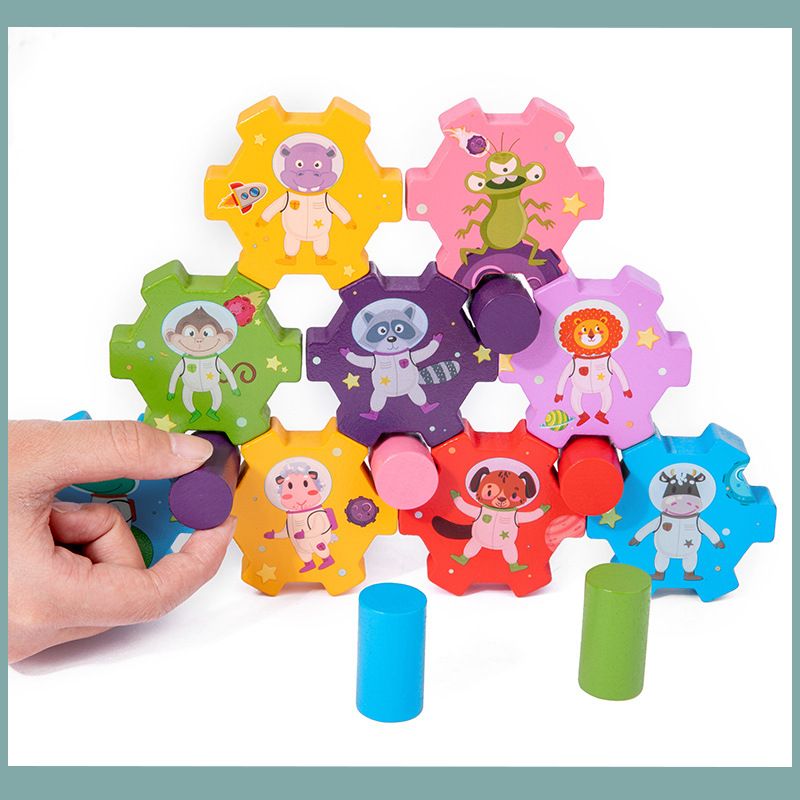 Cross-border balance Jenga building blocks children's intelligence early education Jenga tall baby stacking parent-child game wooden toys details Picture