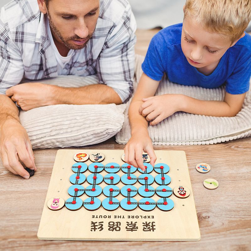 Cross-border young children explore the route intellectual maze walk location matching game boys and girls spatial awareness wooden toy