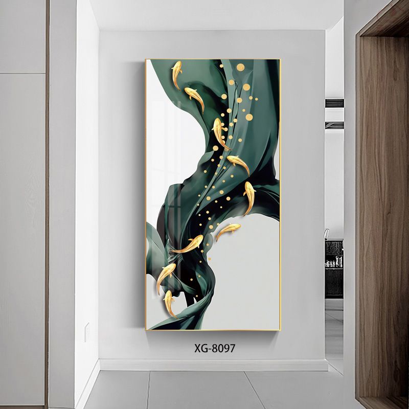 入户玄关装饰画轻奢晶瓷画客厅走廊过道壁画竖版现代简约玄幻挂画白底实物图