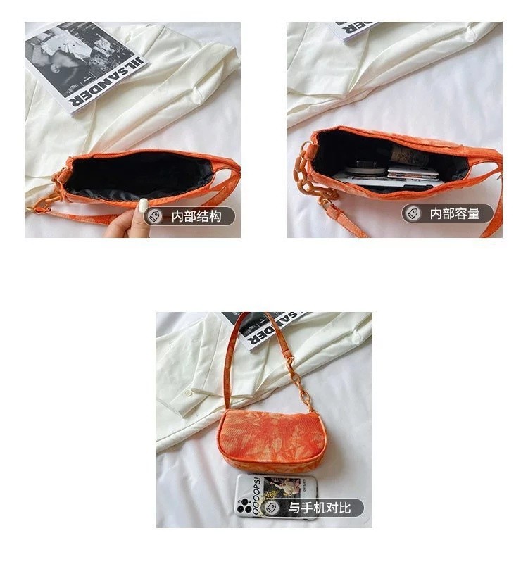 2021 Fashion New Shoulder Acrylic Chain Stitching Armpit Bag Trend Tie-Dye Bag Handbag undefined