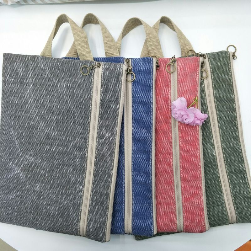 Buhechu New Korean Version Lattice Waterproof A5 Single-Pull File Bag Stationery Storage Bag Factory Direct Sales