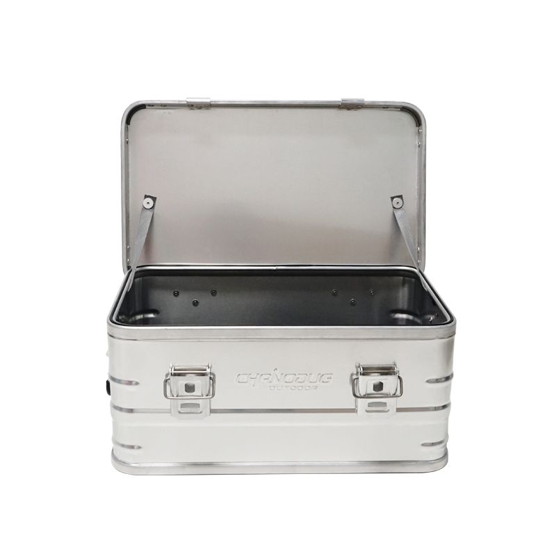 Outdoor camping aluminum alloy storage box, portable flip-top food storage box, large size Specification image