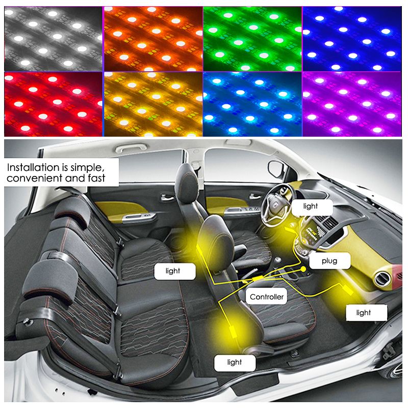 汽车改装LED灯  /LED车载脚底灯/LED氛围灯白底实物图