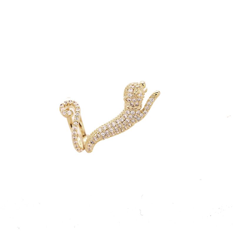 The new leopard micro-inset zircon ear buckles from Europe, America, Japan and South Korea are trendy, fashionable, individual and high-end, with no ear holes and no ear bone clips for women Item Picture
