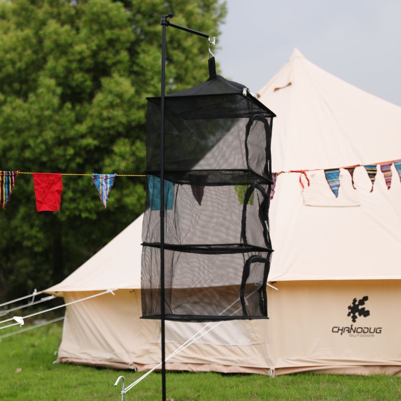 Outdoor four-layer tableware storage net, folding portable food drying net bag, multi-functional square four-layer drying net details Picture