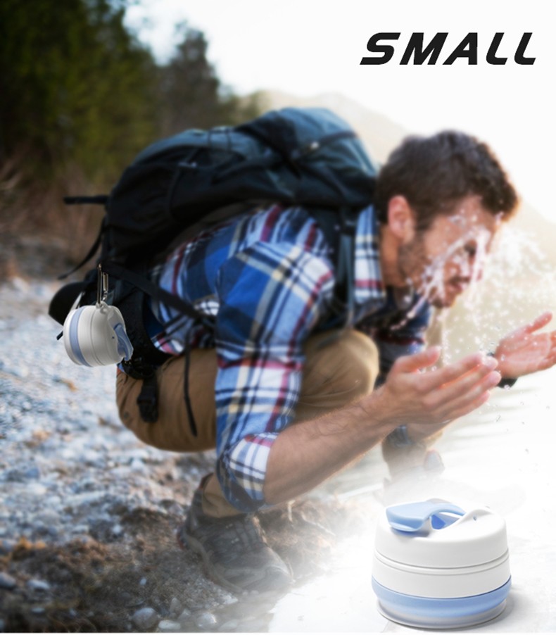 Cross-border silicone sports folding water cup, telescopic silicone folding coffee cup, outdoor portable and simple gift water cup detail image 3