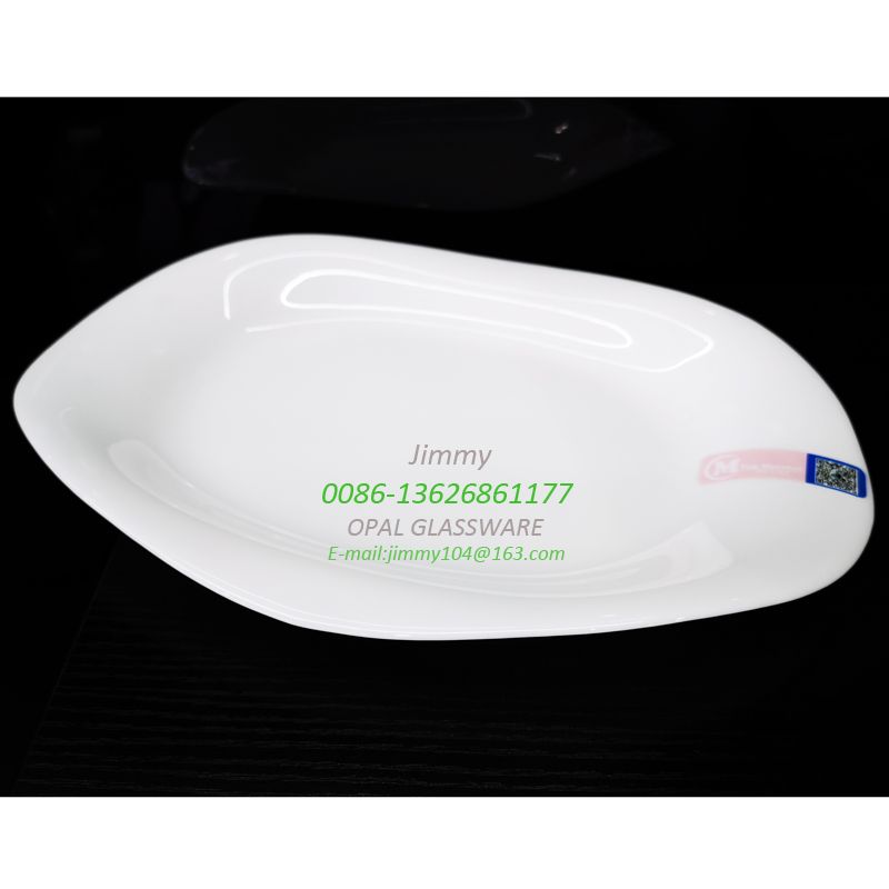 中国好货白玉鱼盘12寸腰盘 12' oval plate-white opal plate