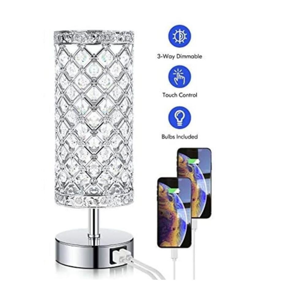 Cross-border bedroom bedside lamp shop USB charging touch crystal table lamp creative foreign trade LED crystal table lamp