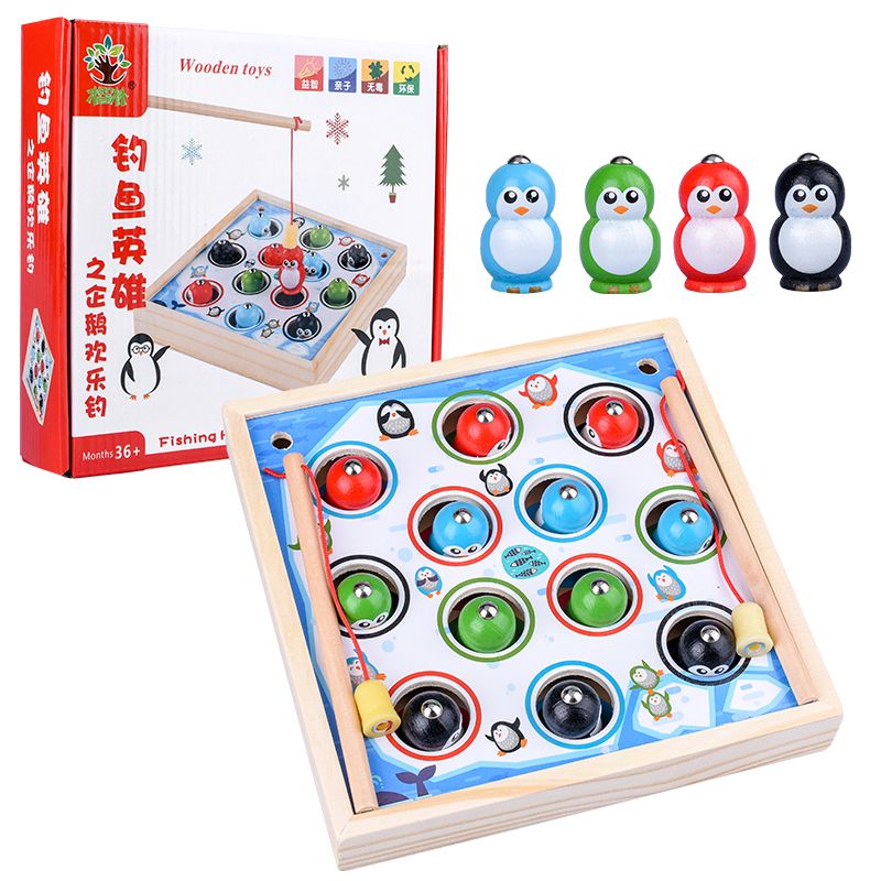 The wooden fun penguin fishing is highly entertaining, logical thinking ability is cultivated, parent-child games exercise hand-eye coordination, and open up unlimited imagination space. Early education enlightenment toys accompany your growth Specification image