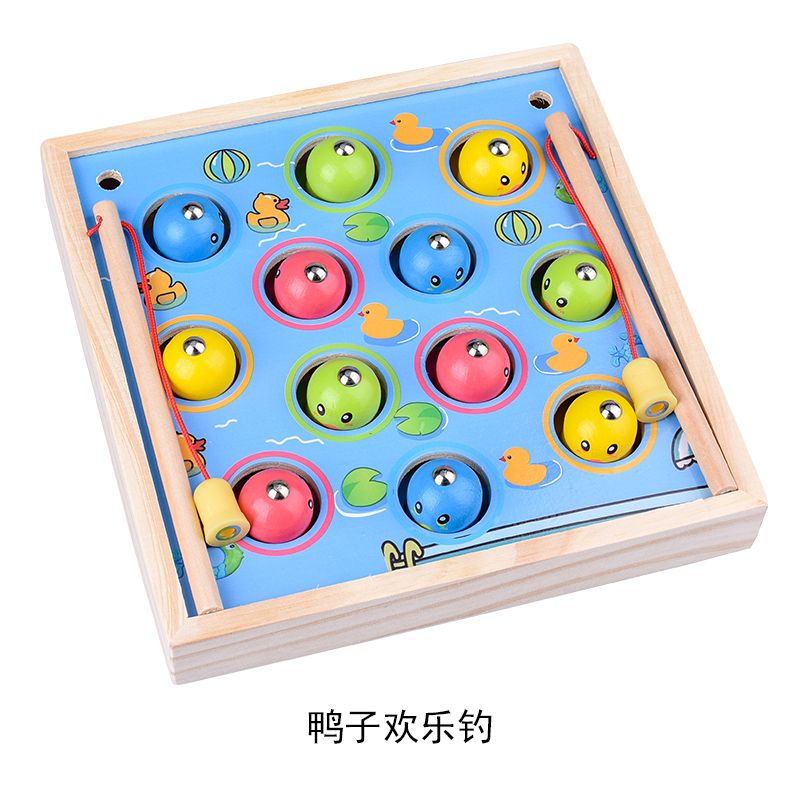 The wooden educational and fun duck, the cheerful fishing, the strong sense of fun, the cultivation of logical thinking ability, the parent-child game, the exercise of hand-eye coordination, and the opening of unlimited imagination space. Early education enlightenment toys accompany your growth Specification image