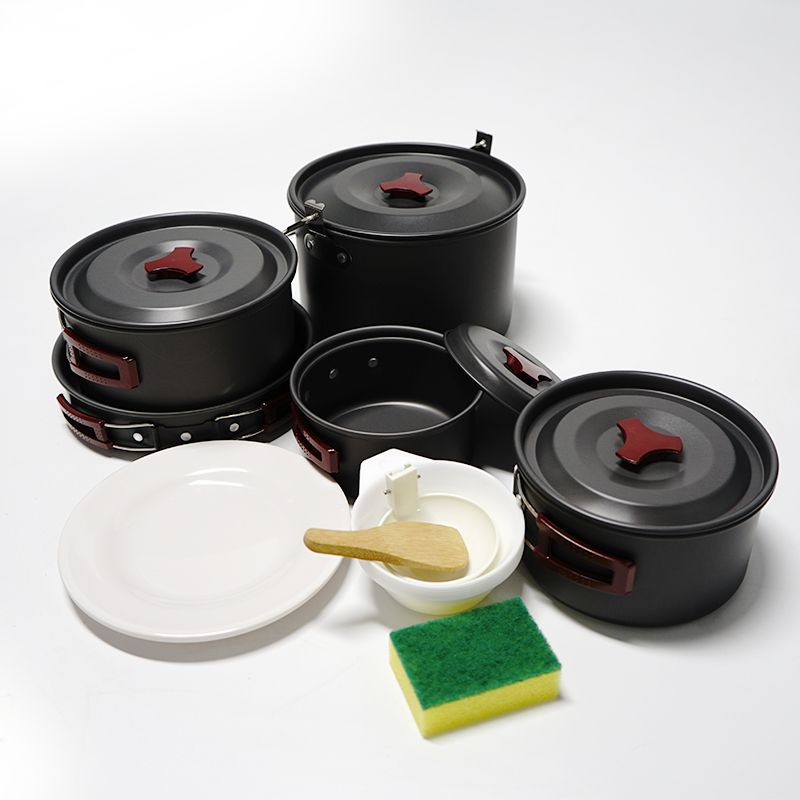 Outdoor cookware 12-piece set camping multi-purpose camping cookware set cooking pot