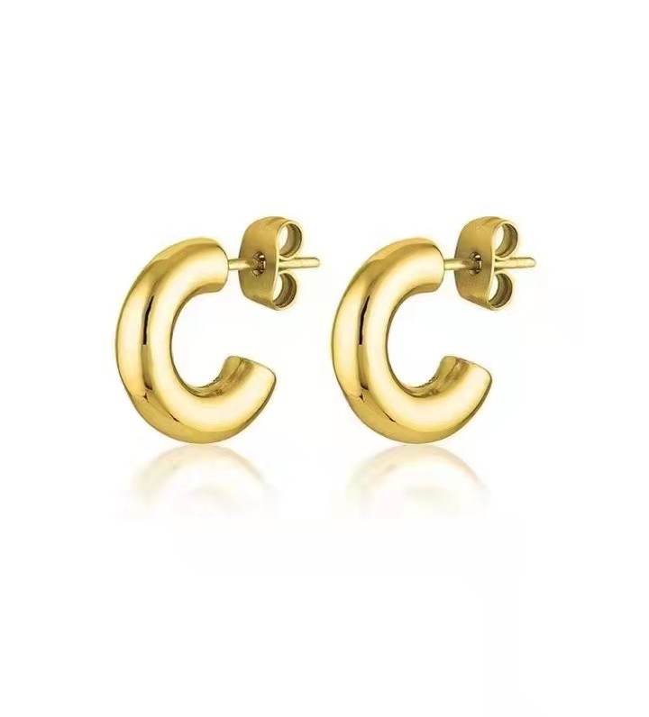 2021新款925银针设计感字母C形耳环显白复古保色个性小香风耳饰女详情图7