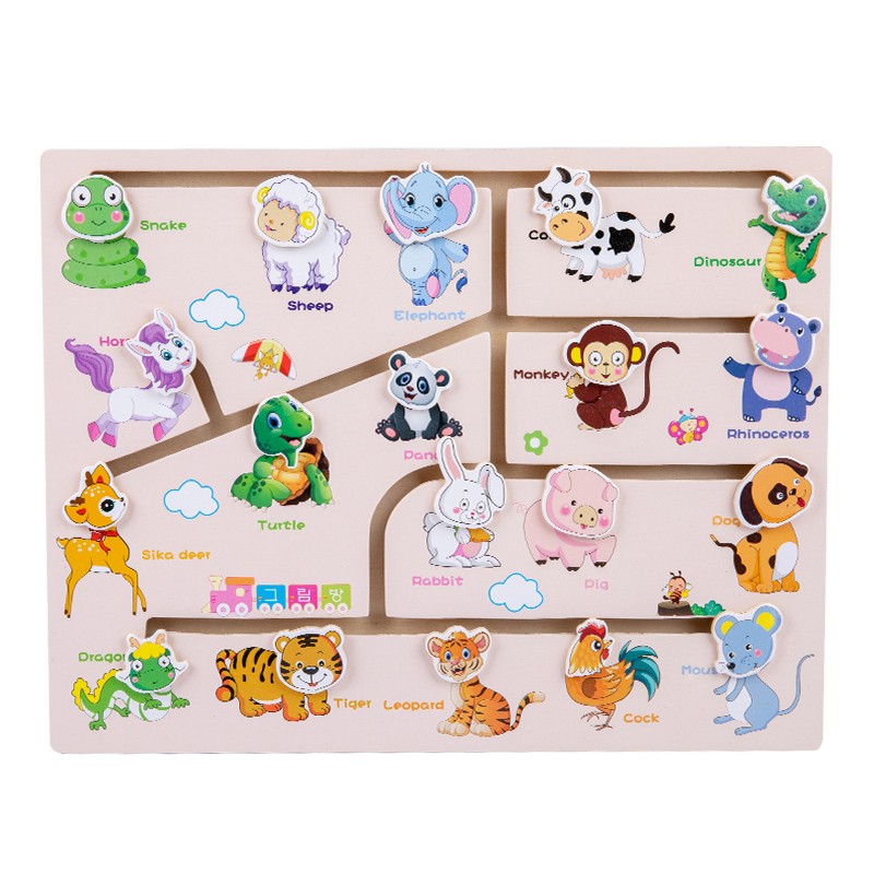 The wooden toy educational animal positioning game is highly entertaining, rich in color, and can cultivate logical thinking ability. It is a parent-child game that exercises hand-eye coordination. It is an early education and enlightenment toy detail image 12