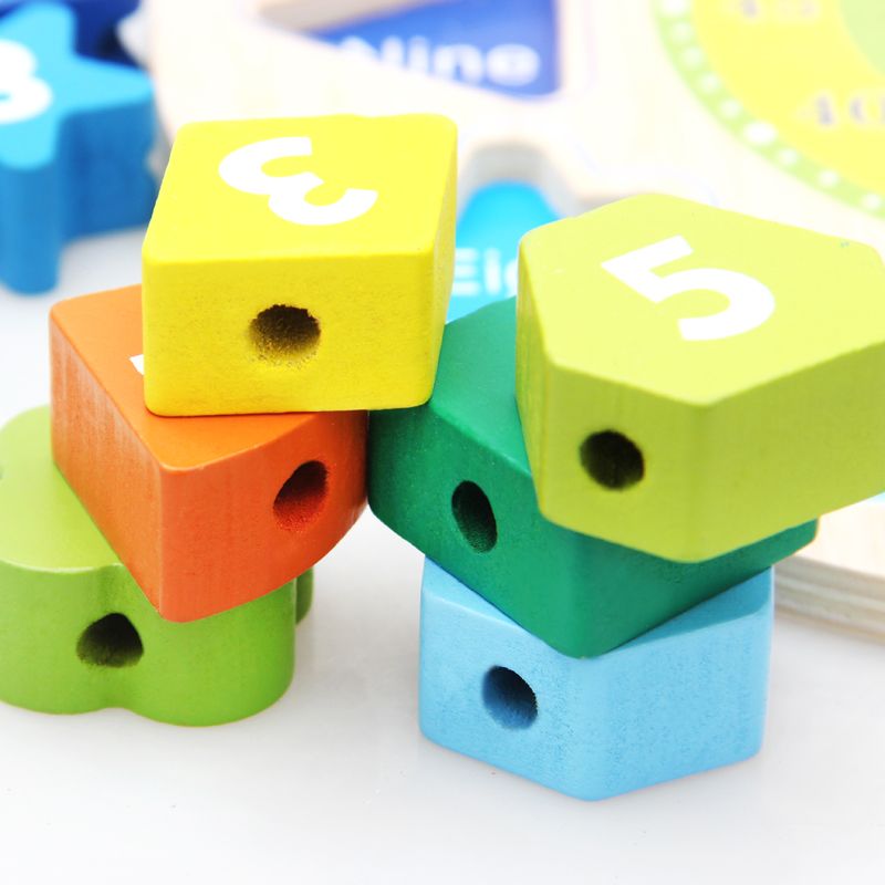 The wooden educational and fun digital string clock is highly entertaining and can cultivate logical thinking ability. It is a parent-child game that exercises hand-eye coordination and opens up unlimited imagination space. It is an early education and enlightenment toy that accompanies your growth Specification image