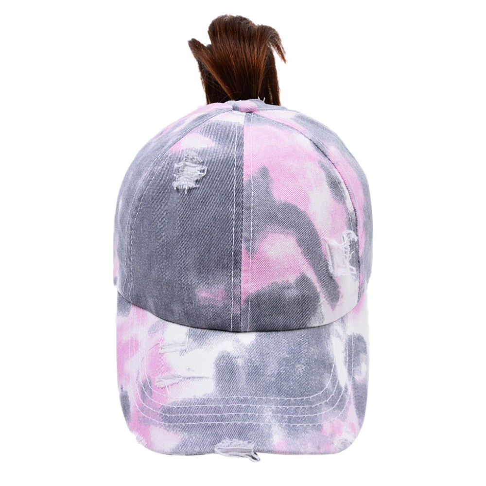 New tie-dyed cross-ponytail baseball caps for European and American trade, AliExpress, Amazon, ebay outdoor sunshade baseball caps detail image 3