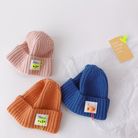 韩版时尚儿童针织帽别针98k 贴标休闲男童女童卷边保暖纯色套头帽