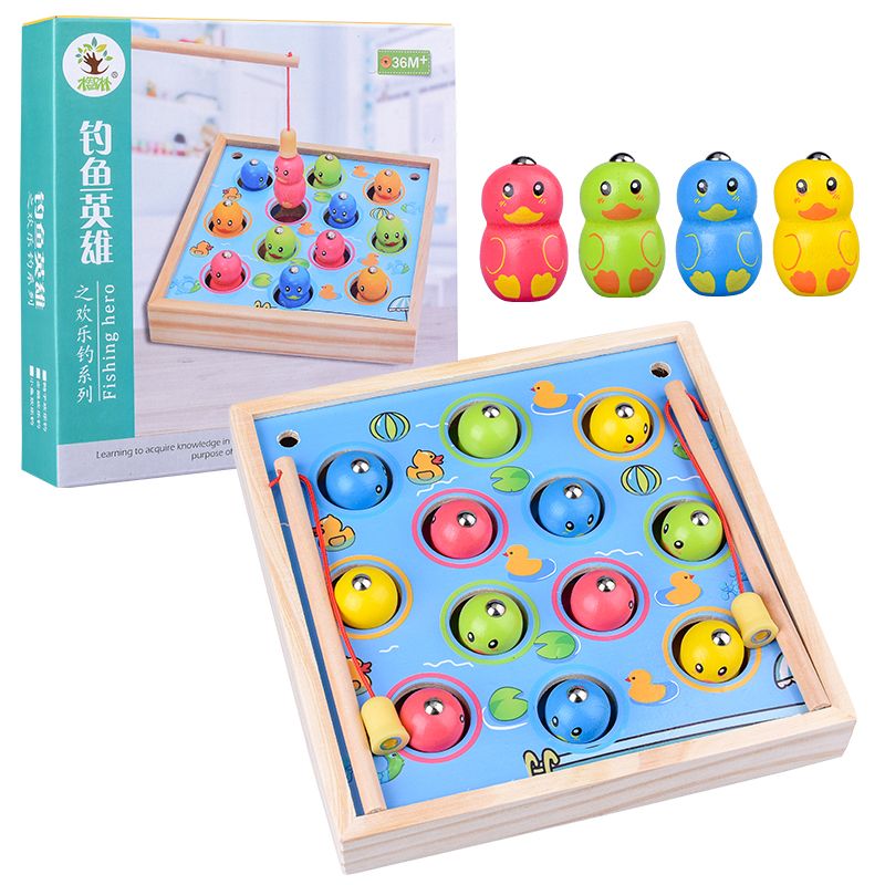 The wooden educational and fun duck, the cheerful fishing, the strong sense of fun, the cultivation of logical thinking ability, the parent-child game, the exercise of hand-eye coordination, and the opening of unlimited imagination space. Early education enlightenment toys accompany your growth