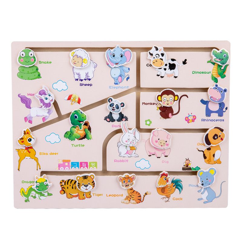 The wooden toy educational animal positioning game is highly entertaining, rich in color, and can cultivate logical thinking ability. It is a parent-child game that exercises hand-eye coordination. It is an early education and enlightenment toy details Picture