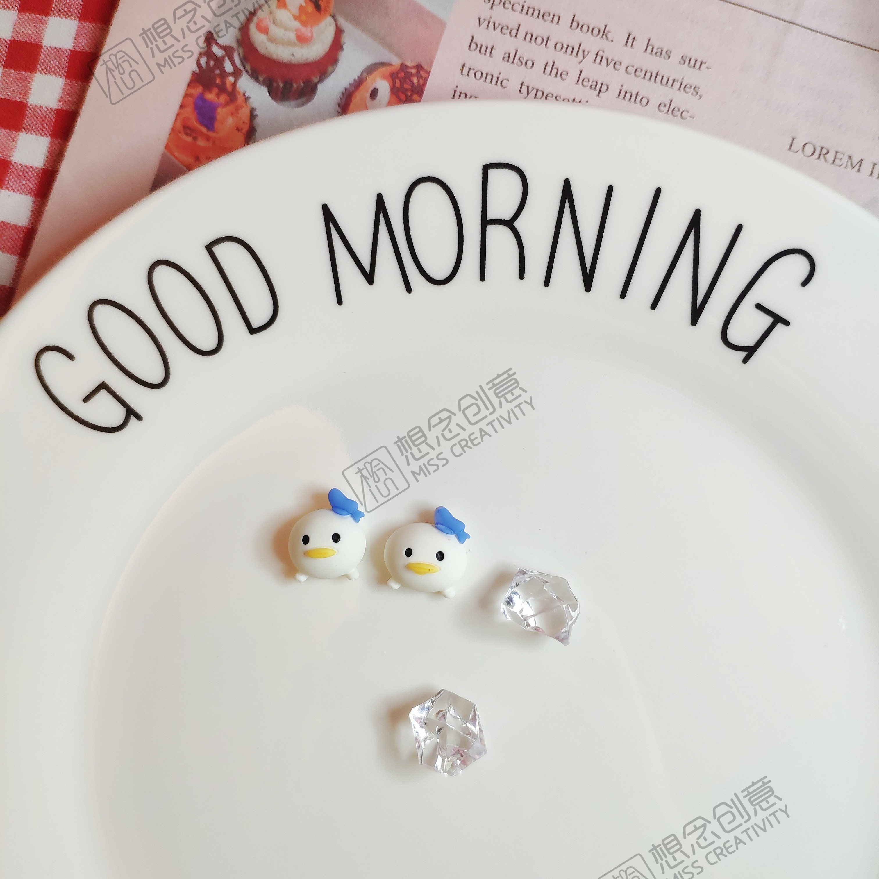 想念创意DIY晚安系列服饰配饰配件批发奶油胶冰棒树脂工艺品日用冰箱贴钥匙扣眼镜盒饰品配件ae713(产品均为亮面效果)详情图1