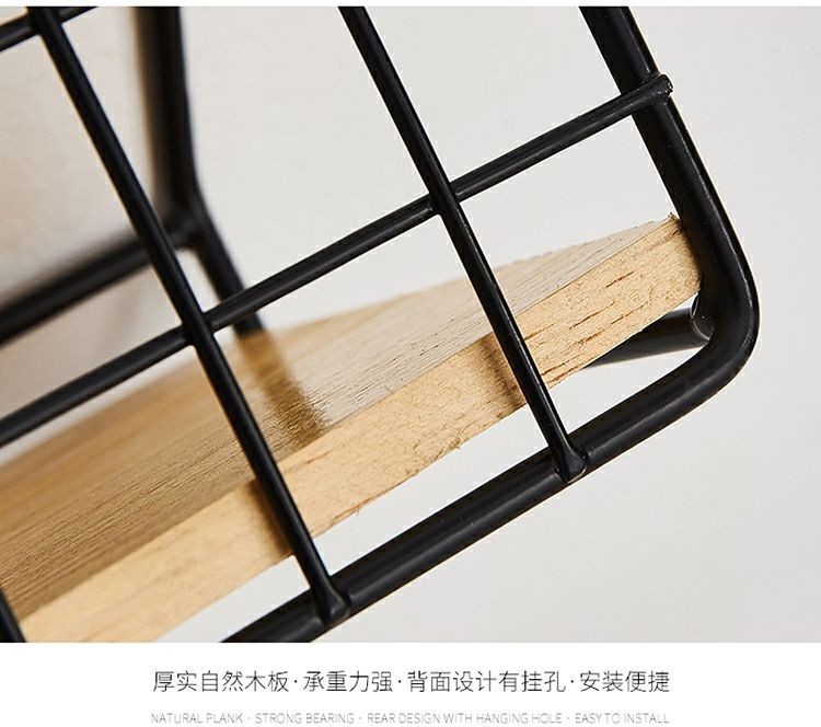 北欧简约创意铁艺墙面置物架木质搁板房间墙面壁挂装饰卧室收纳架详情12