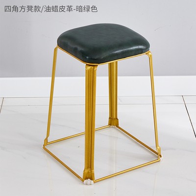吕字家具-厂家直销轻奢餐桌凳子家用钢筋凳布艺高方凳时尚金色休闲板凳详情8