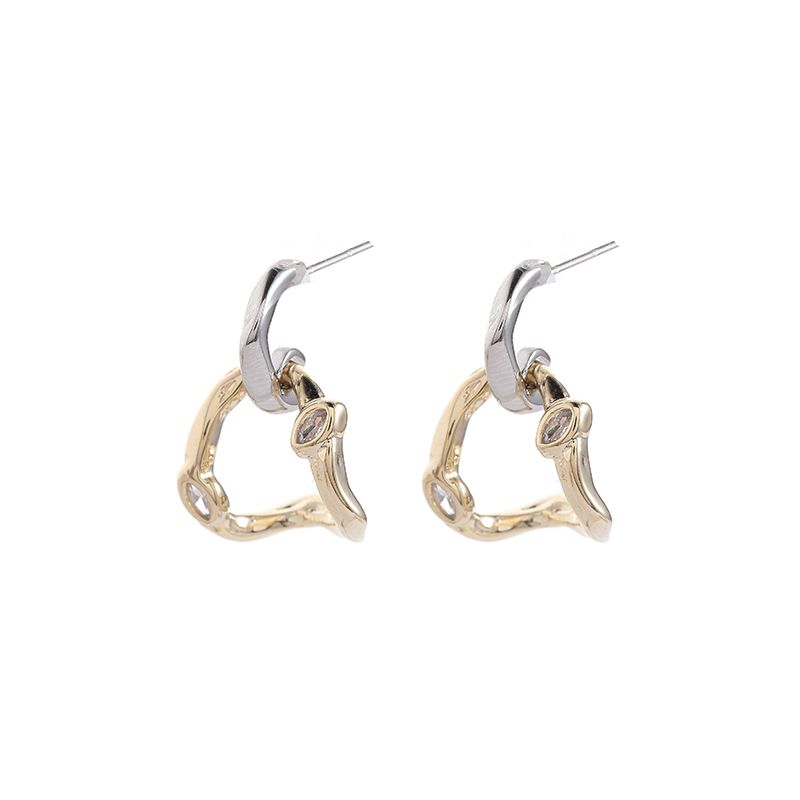 2021 New trendy, simple and irregular geometric earrings, silver needle, ins two-color personalized, trendy Korean version earrings for women Item Picture