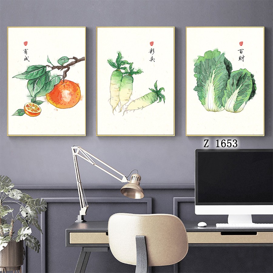 现代清新绿植装饰画沙发背景墙挂画现代简约三联画卧室餐厅墙壁画详情图1