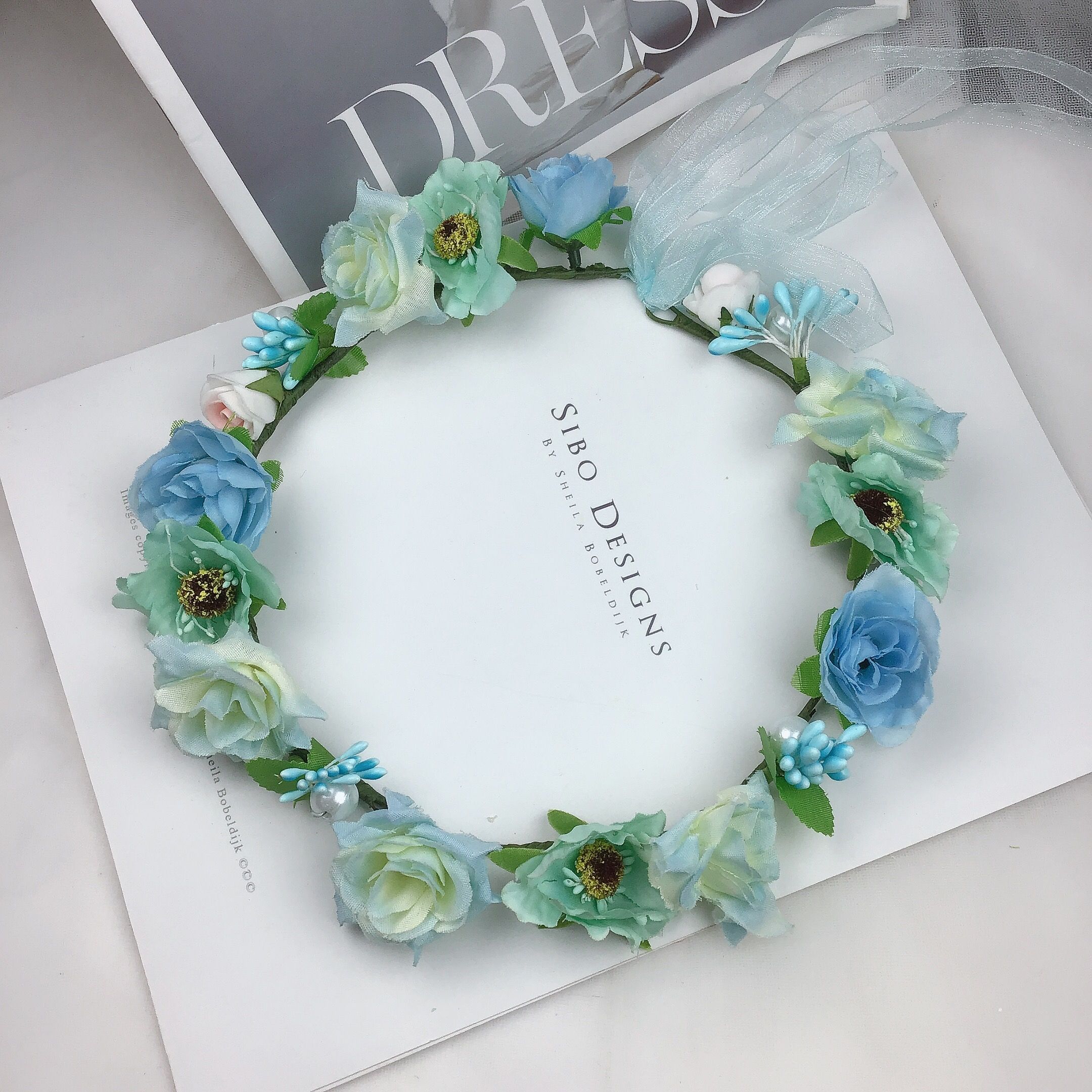 This very fresh and delicate forest-themed mini rose flower headband is a perfect flower wreath for taking photos