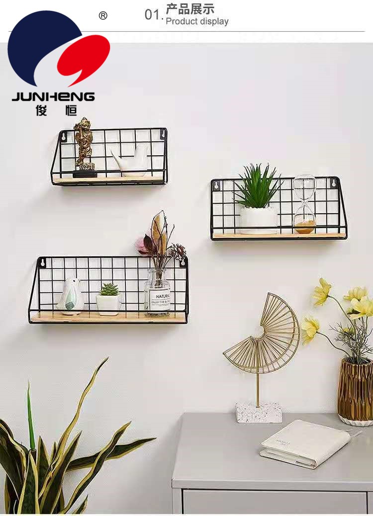 北欧简约创意铁艺墙面置物架木质搁板房间墙面壁挂装饰卧室收纳架详情2