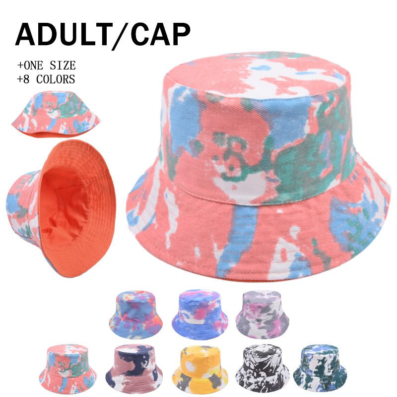 Cross-border foreign trade new tie-dyed solid color double-sided fisherman's hat, European and American fashionable sunshade and sun protection basin hat wholesale details Picture
