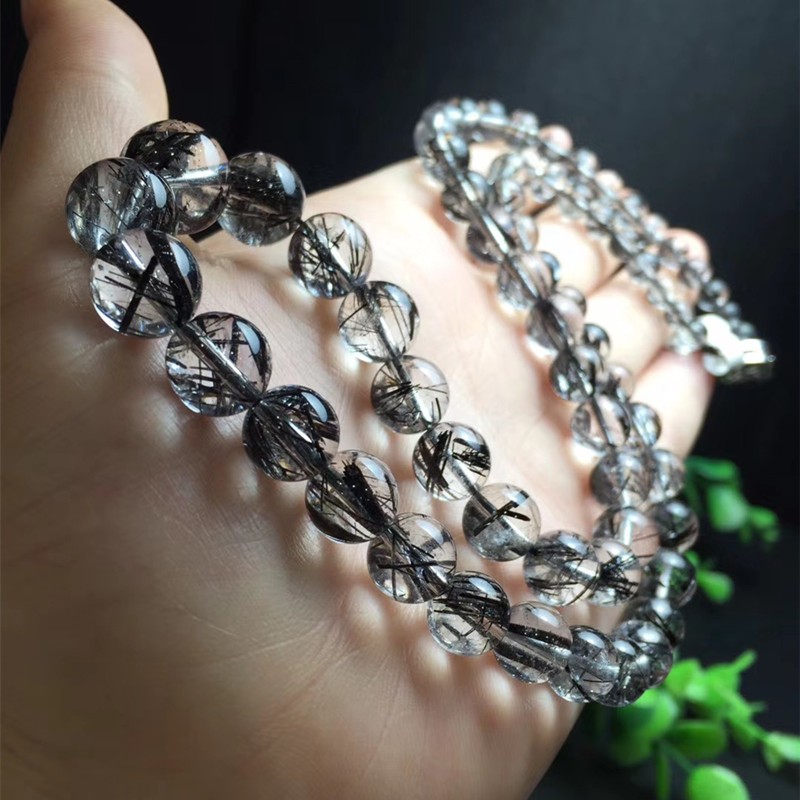 Bright color crystal jewelry, natural crystal necklace, natural black hair crystal tower chain, hair crystal refreshing, rich hair strands detail image 1