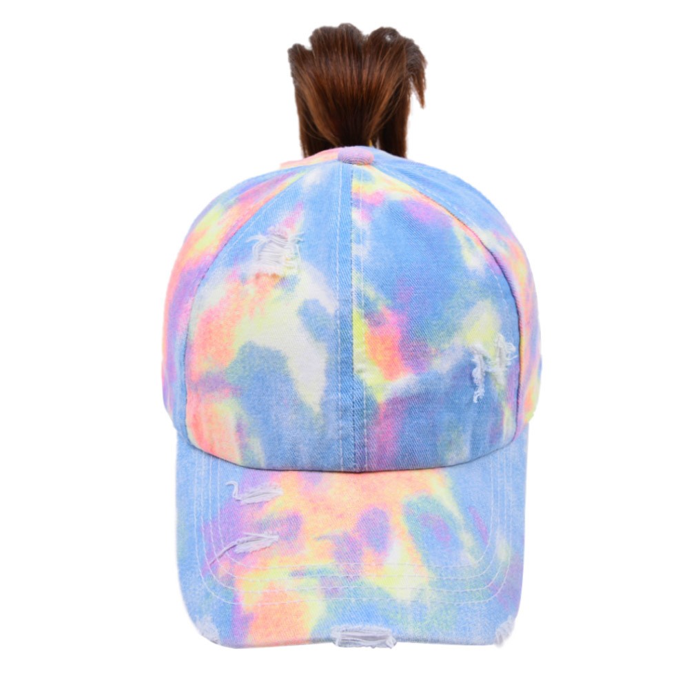New tie-dyed cross-ponytail baseball caps for European and American trade, AliExpress, Amazon, ebay outdoor sunshade baseball caps detail image 5