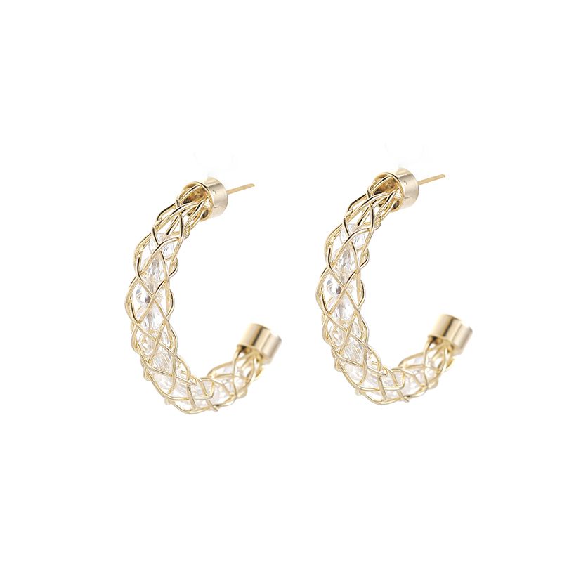 The 2021 summer new 925 silver needle design large circle C earrings show the color retention of white crystal and have a unique chanel-style charm for women Item Picture