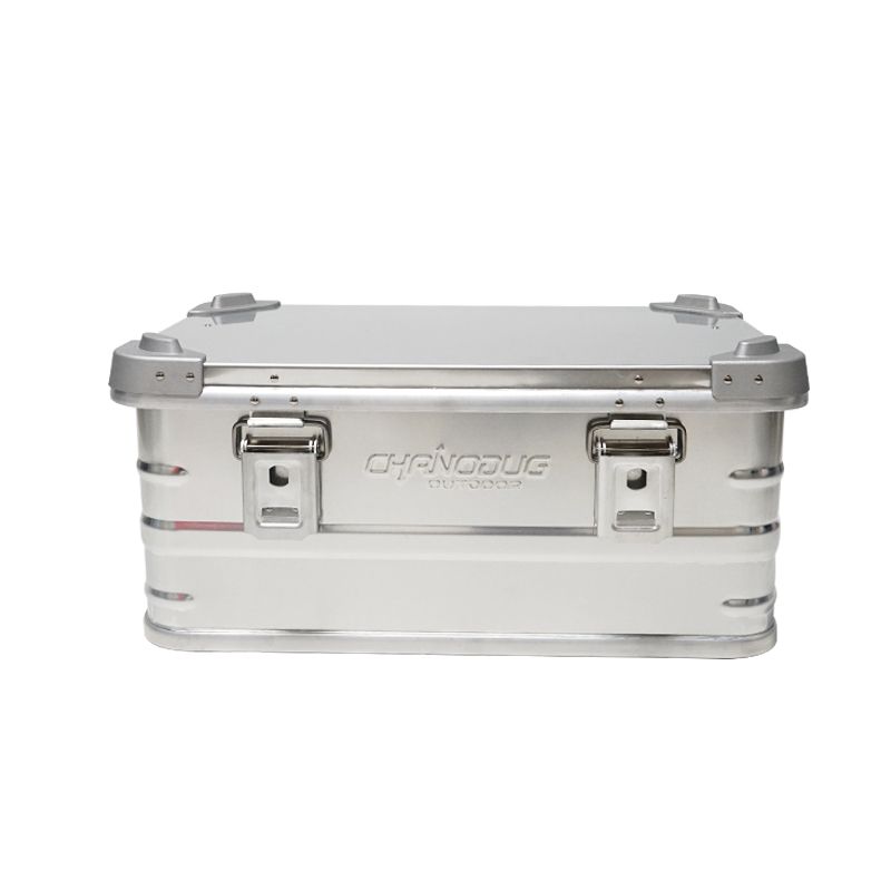 Outdoor camping aluminum alloy storage box, portable flip-top food storage box, small size