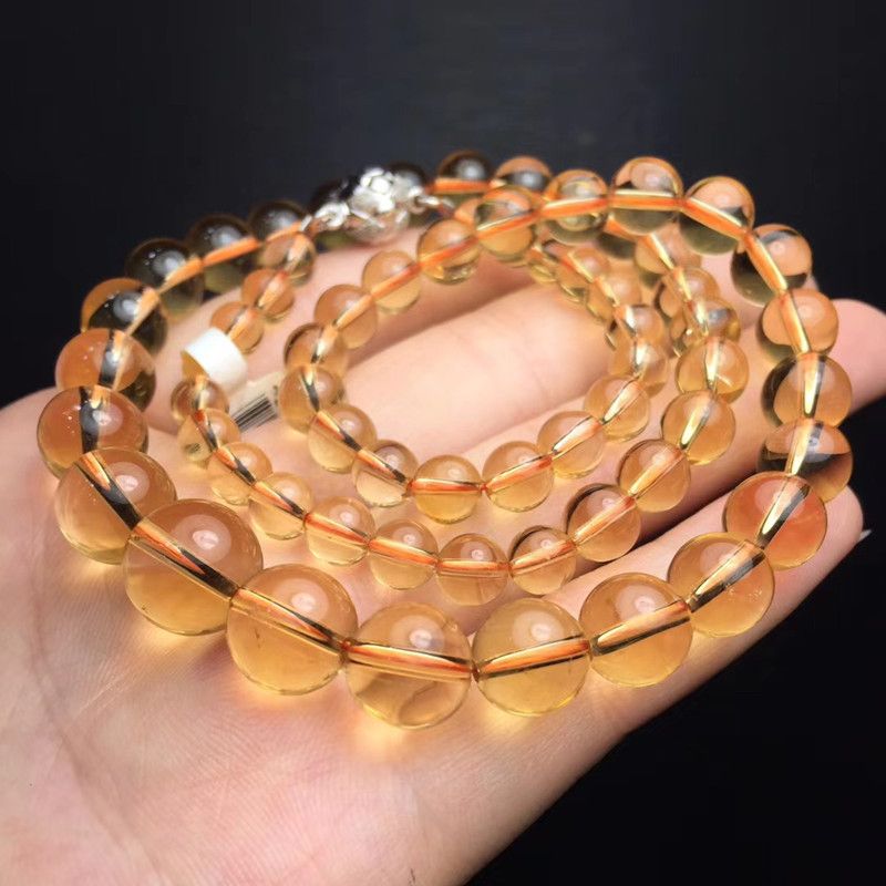 Bright color crystal jewelry, natural crystal necklace, natural Brazilian yellow crystal tower chain, glass body necklace Specification image