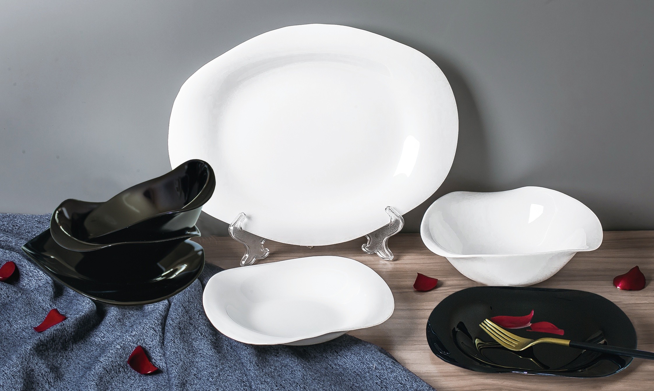 黑色玻璃碗黑色原料6寸贴花款 flower design 6' bowl-black opal详情图1