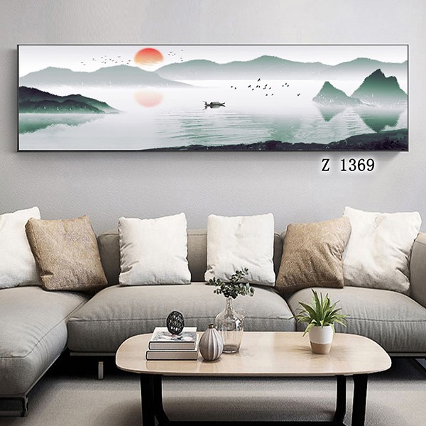 新中式横幅床头画卧室挂画水墨山水画客厅办公室装饰画壁画酒店装饰画详情图6