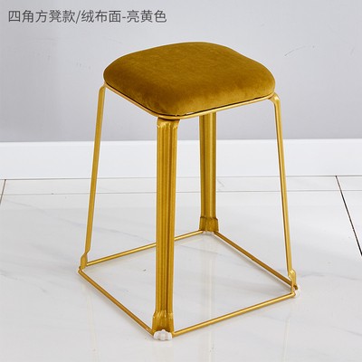 吕字家具-厂家直销轻奢餐桌凳子家用钢筋凳布艺高方凳时尚金色休闲板凳详情10