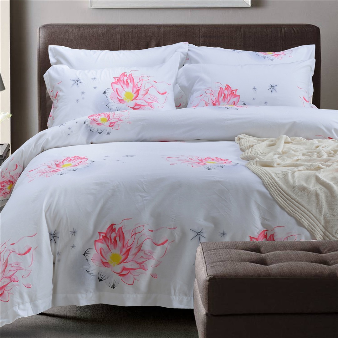 酒店 宾馆 民宿 客房布草 6060S 印花 床上用品 布草四件套详情图1