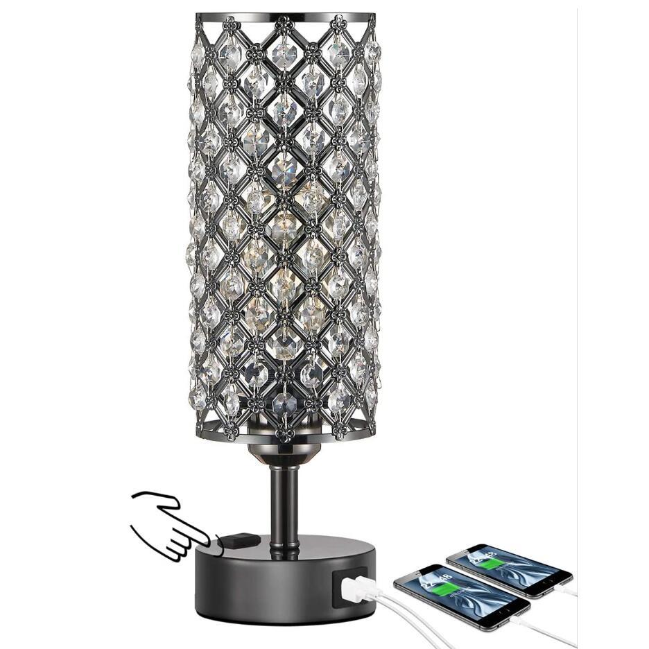 Modern creative desk lamp art Headbed bedroom living room glass decorative table lamp crystal cover USB desk lamp