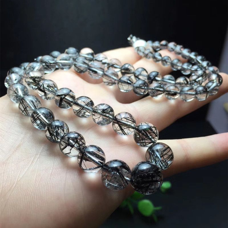 Bright color crystal jewelry, natural crystal necklace, natural black hair crystal tower chain, hair crystal refreshing, rich hair strands details Picture