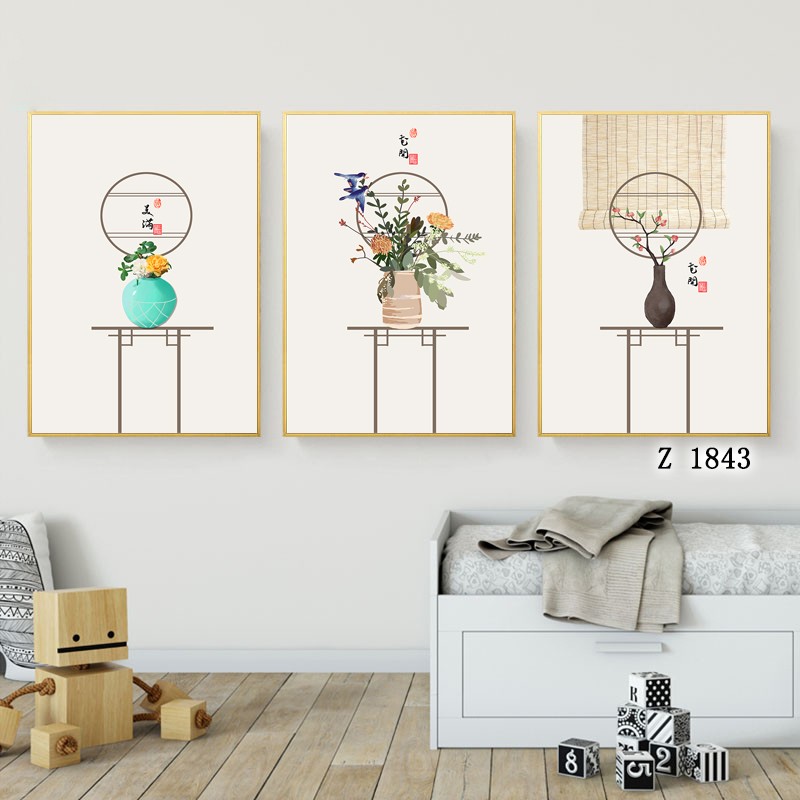 现代清新绿植装饰画沙发背景墙挂画现代简约三联画卧室餐厅墙壁画详情图6