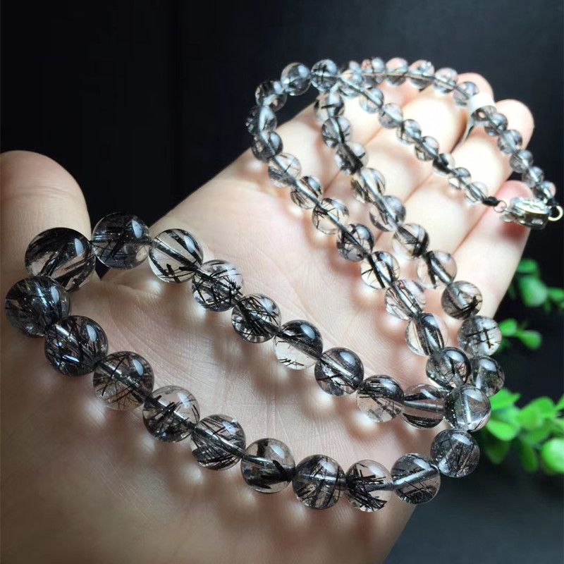 Bright color crystal jewelry, natural crystal necklace, natural black hair crystal tower chain, hair crystal refreshing, rich hair strands Application Scenario