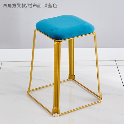 吕字家具-厂家直销轻奢餐桌凳子家用钢筋凳布艺高方凳时尚金色休闲板凳详情11
