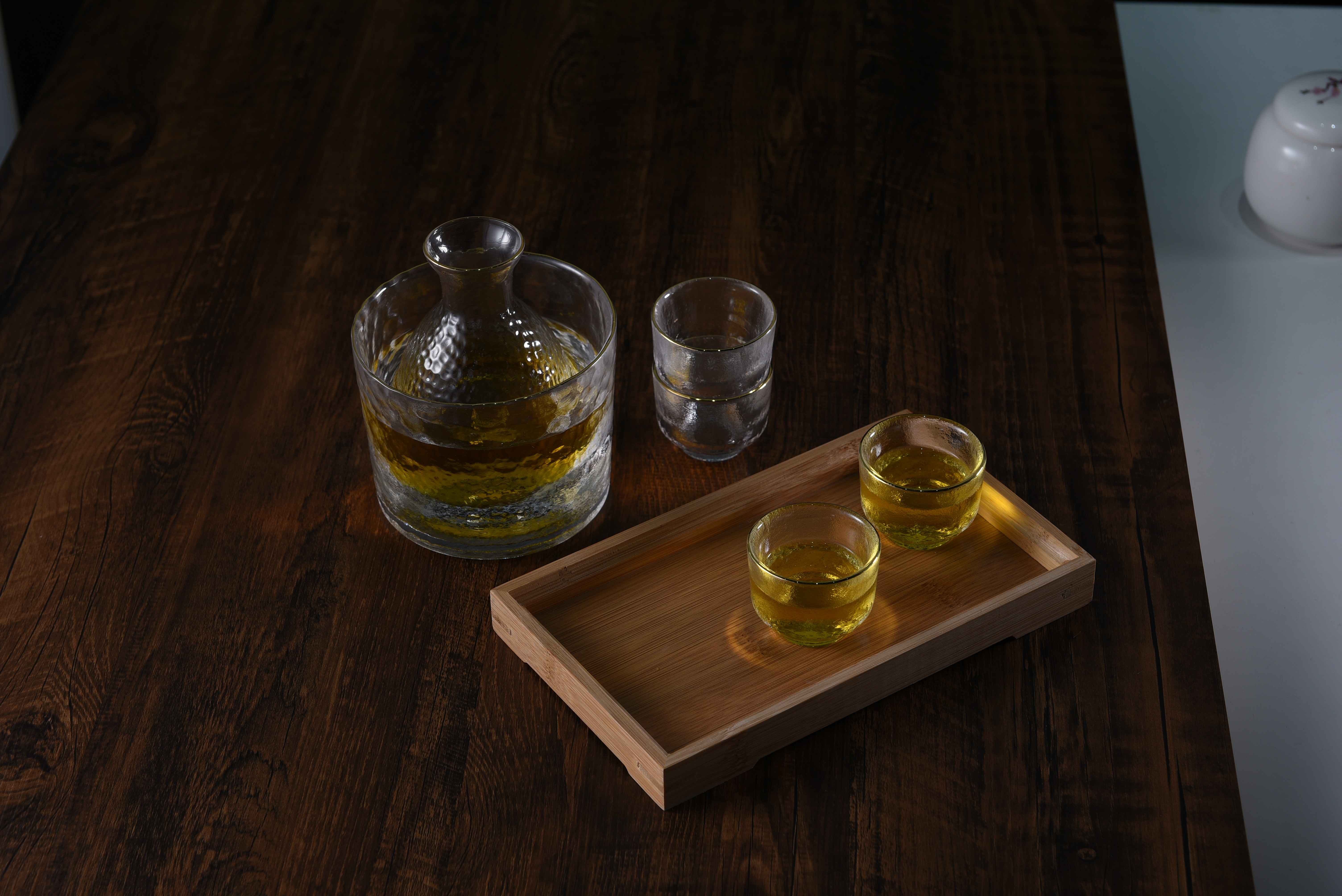 Japanese-style hammered gold-edge glass sake pot set, household white spirit cups, shochu and plum wine gift box wholesale pic 18
