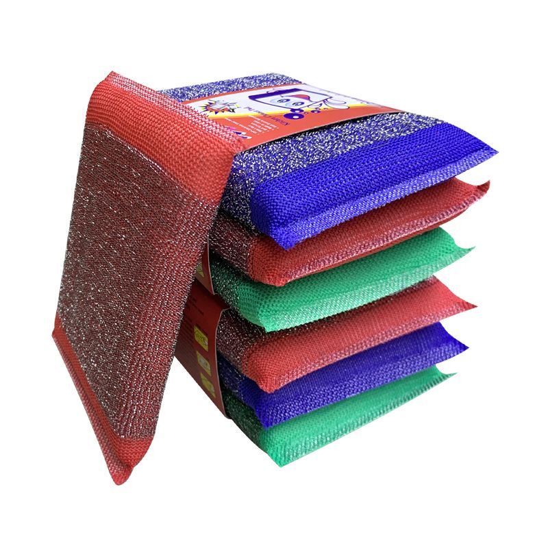 Planet Kitchen Cleaning Supplies Sponge Wipe Wire Cloth Cleaning Cloth Scrubbing King Washing Dishes Brush Pot 3 Sets Of Mixed Color Do Not Rust Do Not Drop Slag details Picture