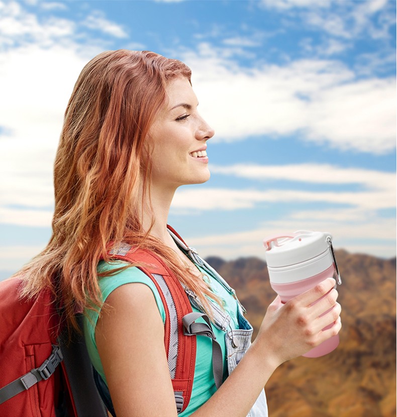 Cross-border silicone sports folding water cup, telescopic silicone folding coffee cup, outdoor portable and simple gift water cup detail image 14