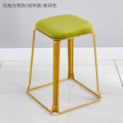 吕字家具-厂家直销轻奢餐桌凳子家用钢筋凳布艺高方凳时尚金色休闲板凳详情12